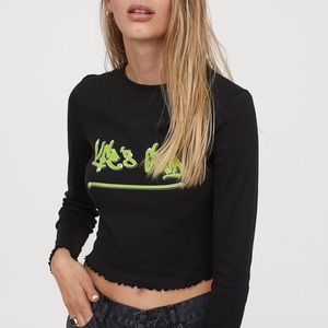 H&M “Life’s Good” Neon Graffiti Graphic Crop Top
